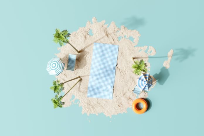 Top,View,Summer,Beach,Vacation,Scene,With,Blue,Background.,3d Tatili düşünmenin bile biyolojik faydaları var