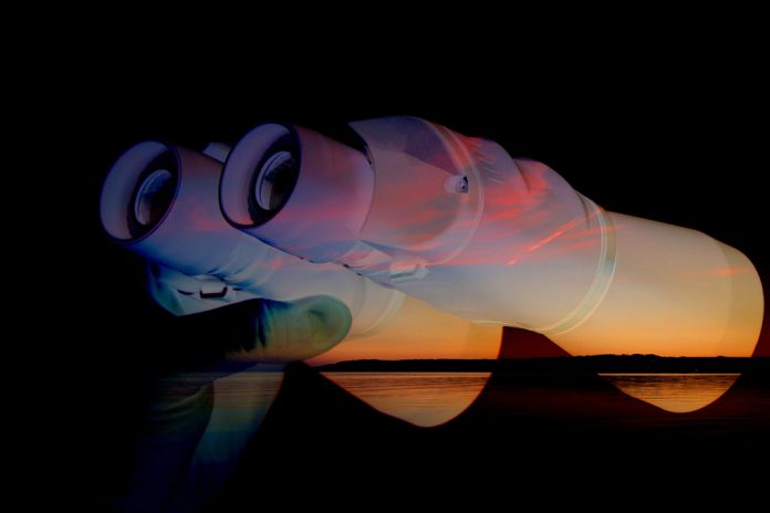 Night,Vision,Binocular,Concept.,Binocular,On,Black,Background