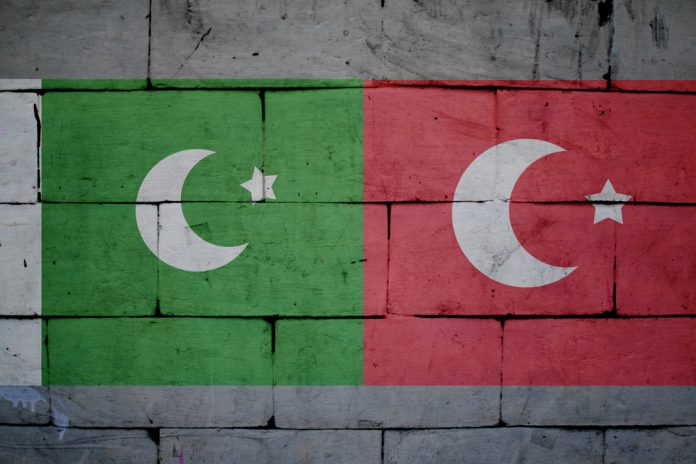 Pakistan,And,Turkey,Flag,Brick,Texture,,3d-render,And,Friendship,Concept.
