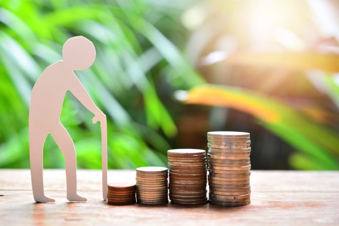 Old,Man,Model,Walking,To,Money,Coins,Saving,For,Concept