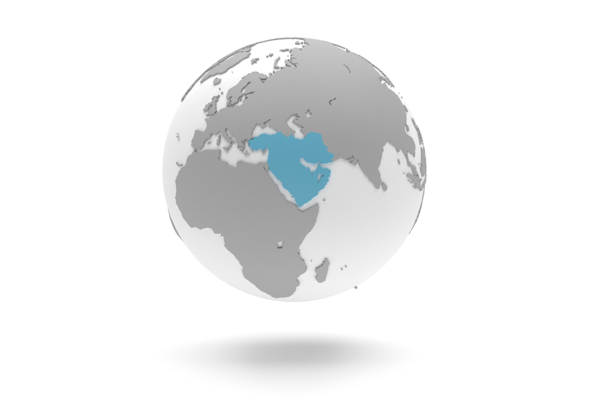 Middle East Globe Map.