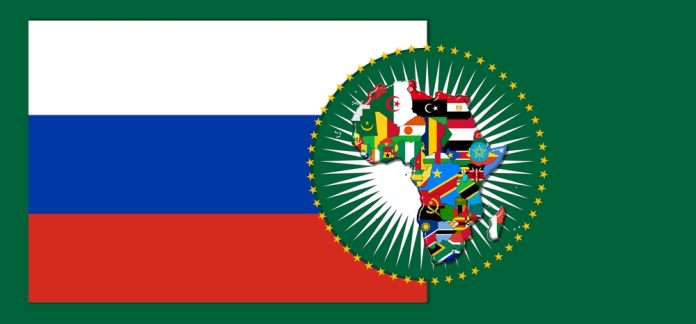 Russia,Flag,With,Map,And,Flags,Of,The,African,World Afrika darbelerinin arkasında Rusya mı var?