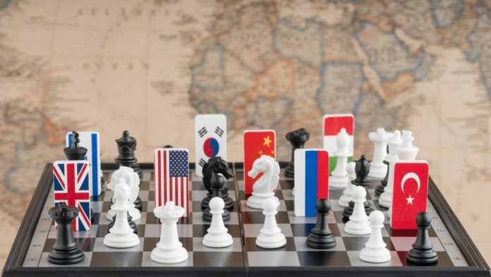 Country,Flag,Symbols,On,The,Chessboard,With,Figures,On,The